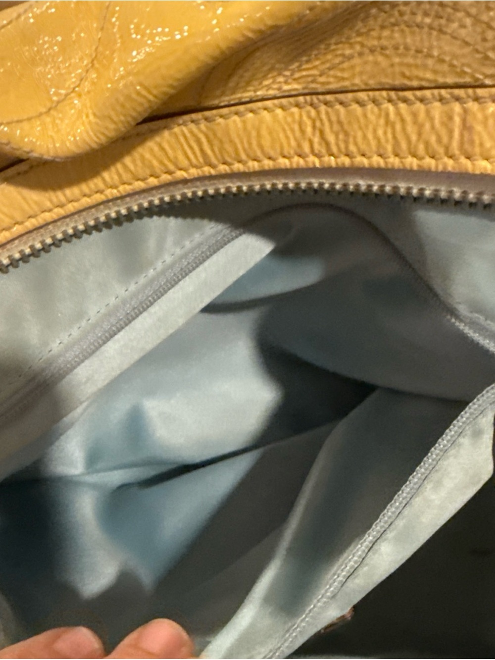 Coach Vintage Stitched Yellow Patent Leather Shoulder Purse - Picture 8 of 10